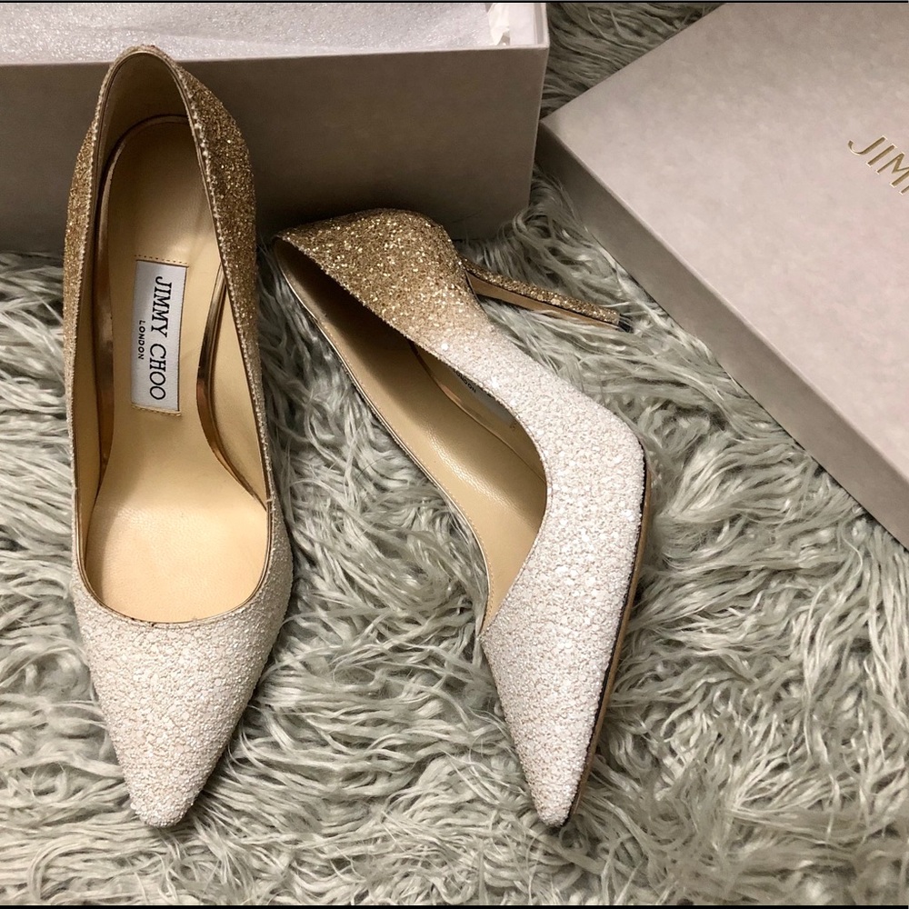 ❌Sold❌ Jimmy choo romy 100 white/gold 37.5 new